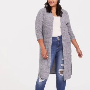 Torrid super soft long grey cardigan 3X